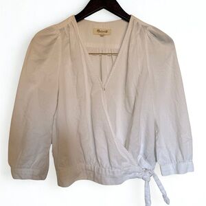 Madewell Cream V-Neck Wrap Blouse